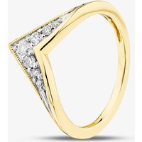 Pure Brilliance 9ct Yellow Gold 0.15ct Brilliant Cut Diamond Ribbed Wishbone Ring THR35734-15 L