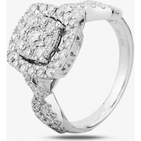 9ct White Gold 1.00ct Diamond Cross Shoulder Square Cluster Ring THR19823-125E 9WG O