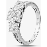 9ct White Gold 1.00ct Diamond Cluster Trilogy Ring THR15119-100TB 9KW O