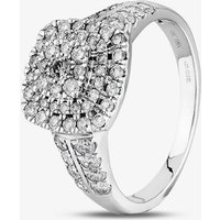 Pure Brilliance 18ct White Gold 1.00ct Diamond Shouldered Cushion Cluster Ring THR15868-100 L