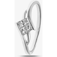 18ct White Gold 0.25ct Princess Cut Four Stone Diamond Ring PR09166 18KW O