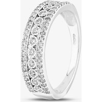 9ct White Gold 0.50ct Diamond Three Row Ring THR18111-50 Q