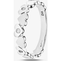 9ct White Gold 0.03ct Diamond Set Hearts Ring PR08735W N
