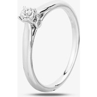9ct White Gold 0.10ct Diamond Bridge Accent Diamond Solitaire Ring THR20598-10 N