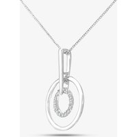 9ct White Gold Diamond Double Circle Pendant Necklace DP1124W
