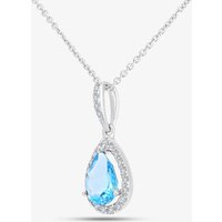 9ct White Gold Pear Shaped Blue Topaz and Diamond Pendant Necklace DP1618WBT