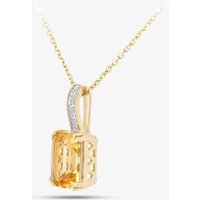 9ct Yellow Gold Cushion Cut Citrine and Diamond Set Pendant Necklace DP1600Yct