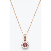 9ct Rose Gold 0.39ct Tourmaline and 0.14ct Diamond Halo Pendant Necklace NTP409PTMD-9RG