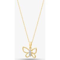 9ct Yellow Gold 0.05ct Brilliant Cut Diamond Butterfly Necklace THP43041-05 (YG)