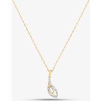 9ct Yellow Gold 0.08ct Brilliant Cut Diamond Tear Drop Necklace THP43039-08 (YG)