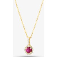 9ct Yellow Gold 0.48ct Brilliant Cut Ruby and 0.13ct Diamond Halo Necklace WWW2390