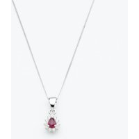 9ct White Gold Pear Cut Ruby and Diamond Cluster Pendant Necklace WWW3580P (5.13.0024)
