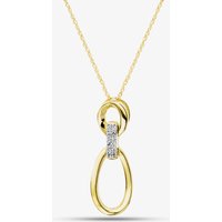 Pure Brilliance 9ct Yellow Gold 0.05ct Pave Diamond Oval Linked Pendant Necklace THP44319-05NJ