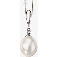 9ct White Gold Diamond Freshwater Pearl Drop Loose Pendant GP2018W