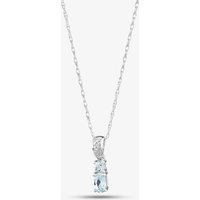 9ct White Gold Oval Aquamarine and Diamond Pendant BSS413-AQ