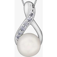 9ct White Gold Freshwater Pearl and Diamond Twist Pendant P3574W-10