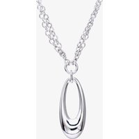 Silver and Diamond Double Chain Open Oval Necklace PNE01764