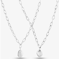 Silver and Diamond Oval Double Necklace PNE01768