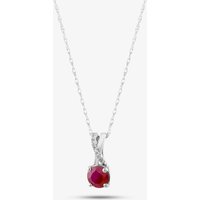 9ct White Gold Ruby and Diamond Crossover Pendant Necklace OJP1703-R