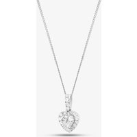 9ct White Gold Diamond Heart Shape Cluster Necklace PP05329