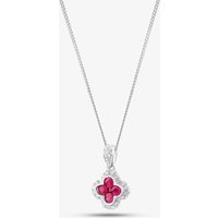 9ct White Gold Ruby and Diamond Quatrefoil Cluster Necklace PP05330 RU