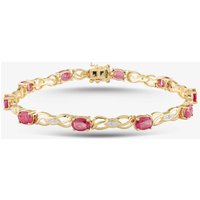 9ct Yellow Gold Oval Cut Ruby and Diamond Open Link Bracelet PBC01810Y RU