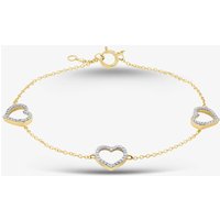 9ct Yellow Gold 0.20ct Brilliant Cut Diamond Open Pave Heart Chain Bracelet THB39619-20NJ (YG)