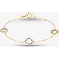 9ct Yellow Gold 0.20ct Brilliant Cut Diamond Triple Clover Chain Bracelet THB39617-20NJ (YG)