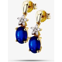 9ct Gold Sapphire 5 Diamond Dropper Earrings VE0S296 9KY-SAPH
