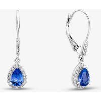 9ct White Gold Pear Cut Tanzanite and Diamond Drop Earrings RJE0306