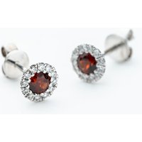 9ct White Gold Garnet and Diamond Cluster Stud Earrings NTE409GARD-9WG