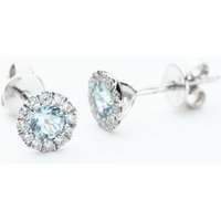 9ct White Gold Aquamarine and Diamond Cluster Stud Earrings NTE409AQD-9WG