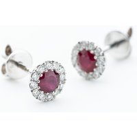 9ct White Gold Ruby and Diamond Cluster Stud Earrings NTE409RD-9WG