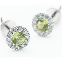 9ct White Gold Peridot and Diamond Cluster Stud Earrings NTE409PERD-9WG