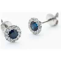 9ct White Gold Blue Sapphire and Diamond Cluster Stud Earrings NTE409SAD-9WG