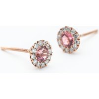 9ct Rose Gold Pink Tourmaline and Diamond Cluster Stud Earrings NTE409PTMD-9RG