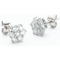18ct White Gold Brilliant Cut 1.00ct Diamond Daisy Stud Earrings KDCER100/51520C