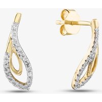 9ct Yellow Gold 0.15ct Brilliant Cut Diamond Tear Drop Stud Earrings THE41403-15 (YG)