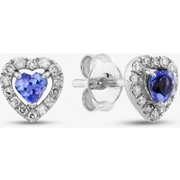 Gold Impression 9ct White Gold Tanzanite and Diamond Heart Stud Earrings RJE4006