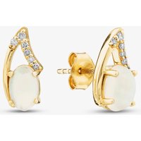 Gold Impression 9ct Yellow Gold Opal and Diamond Drop Stud Earrings RJE04811