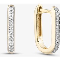 Pure Brilliance 9ct Yellow Gold 0.10ct Brilliant Cut Diamond Oval Hoop Earrings THE35076-10