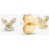 9ct Yellow Gold 0.08ct Brilliant Cut Diamond Butterfly Stud Earrings THE46446-08