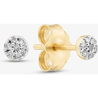 9ct Yellow Gold 0.05ct Brilliant Cut Diamond Cluster Stud Earrings THE46506-05