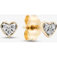 Pure Brilliance 9ct Yellow Gold 0.05ct Diamond Heart Stud Earrings THE46488-05 (YG)