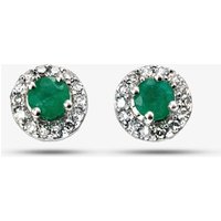 9ct White Gold Diamond Emerald Earrings GE888G