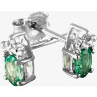 9ct White Gold Emerald and Diamond Stud Earrings ve04846 9kw-em