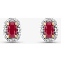 9ct Diamond Ruby Oval Stud Earrings BSE0006-R