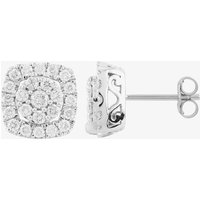 9ct White Gold 1.00ct Diamond Square Cluster Stud Earrings THE25008-100