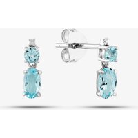 9ct White Gold Aquamarine and Diamond Dropper Earrings BSSE413-AQ