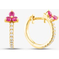 14ct Yellow Gold Ruby and Brilliant Cut Diamond Hoop Earrings E39076KY14RB (X2)